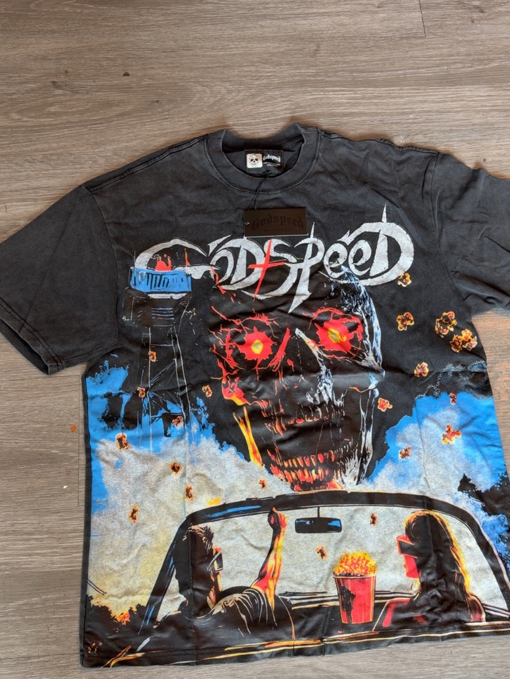 Men's Black Graphic Skull Short Sleeve Tee